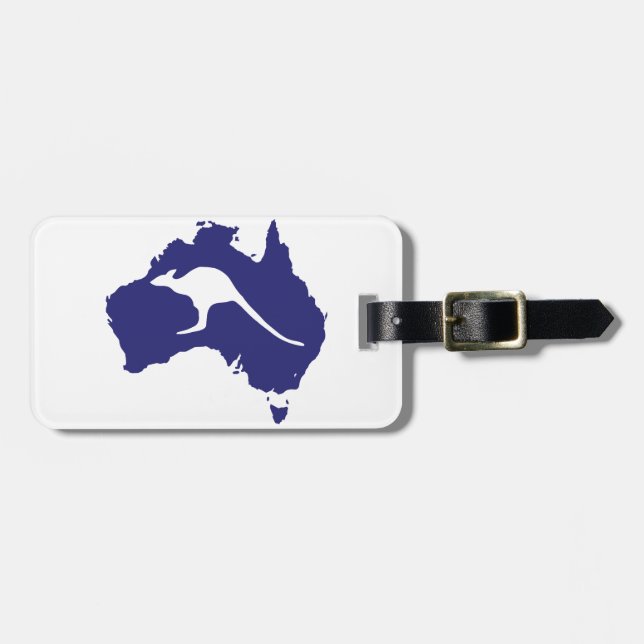 Étiquette À Bagage Carte de l'Australie avec la silhouette de (Devant horizontal)