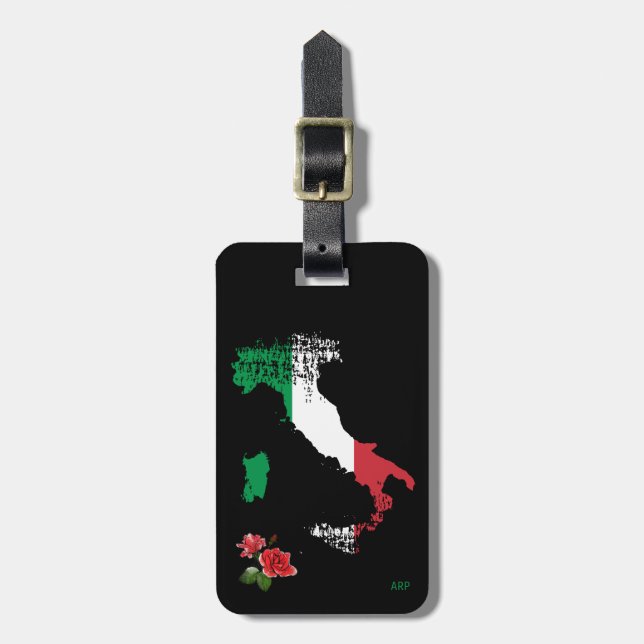 Étiquette À Bagage *~* Carte de l'Italie Drapeau italien Langue itali (Devant Vertical)