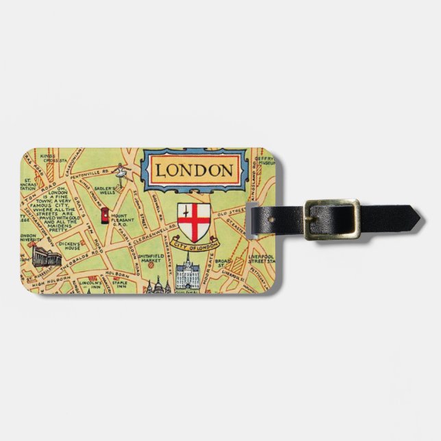 Étiquette À Bagage Carte de Londres Angleterre (Devant horizontal)