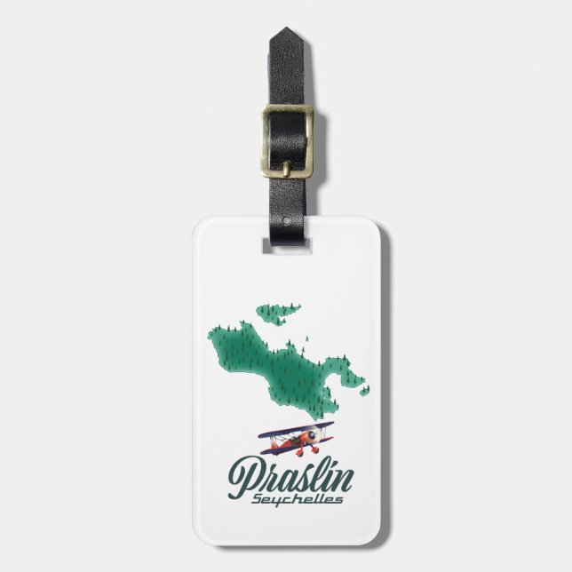 Étiquette À Bagage carte de Praslin Seychelles (Devant Vertical)