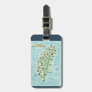 Étiquette À Bagage Carte de Taïwan en aquarelle