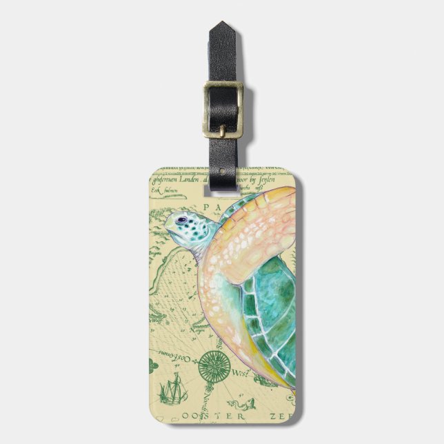 Étiquette À Bagage Carte de tortue de mer (Devant Vertical)