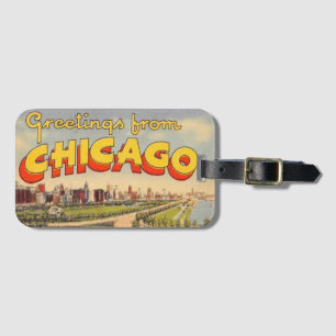 Étiquette À Bagage Carte de vœux vintage de Chicago