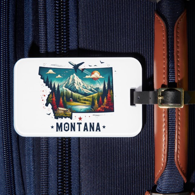 Étiquette À Bagage Carte d'état Retro Vintage Montana (Insitu Rectoal 4)