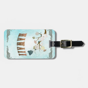 Étiquette À Bagage Carte d'Hawaï avec de beaux oiseaux