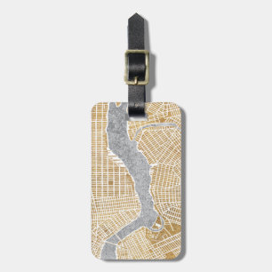 Étiquette À Bagage Carte dorée de ville de New York