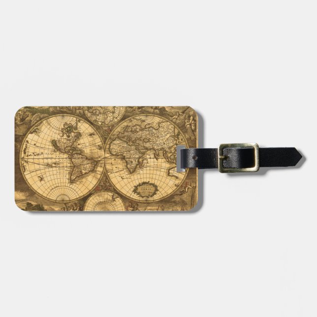 Étiquette À Bagage Carte du monde antique (Devant horizontal)
