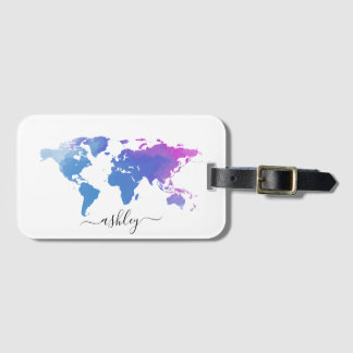 Étiquette À Bagage Carte du monde aquarelle
