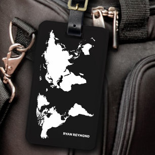 Étiquette À Bagage carte du monde carte des bagages noirs voyage élég