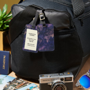 Étiquette À Bagage Carte du monde céleste violet de l'académie sombre