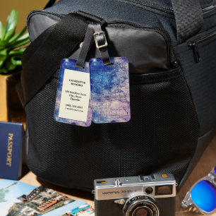 Étiquette À Bagage Carte du monde céleste violet mystique