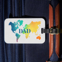 Carte du monde colorée Monogramme personnalisé DAD