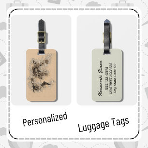 Étiquette À Bagage Carte du monde d'antiquités Vintages personnalisée