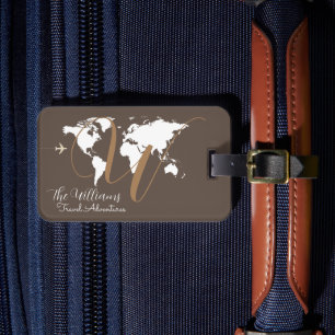 Étiquette À Bagage Carte du monde de Voyage en famille personnalisée