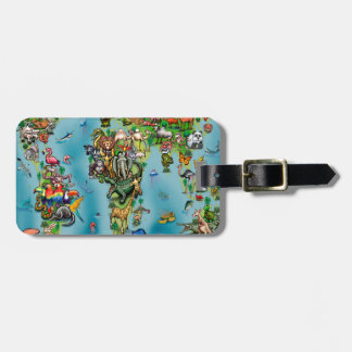 Étiquette À Bagage Carte du monde des animaux