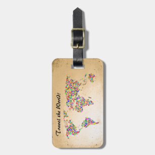 Étiquette À Bagage Carte du monde et voyage autour du monde