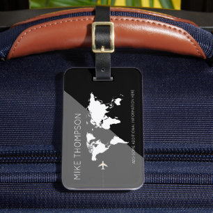 Étiquette À Bagage Carte du monde moderne géométrique