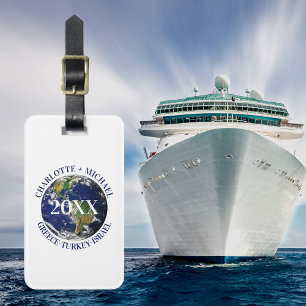 Étiquette À Bagage Carte du monde mondial toponymique noms de croisiè
