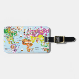 Étiquette À Bagage Carte du monde pour les enfants - mignonne et amus