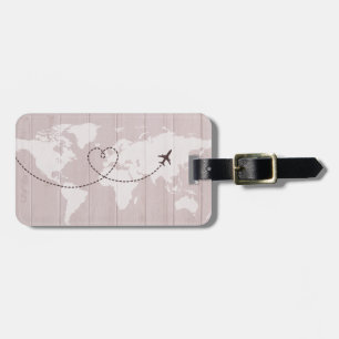 Étiquette À Bagage Carte du monde rose