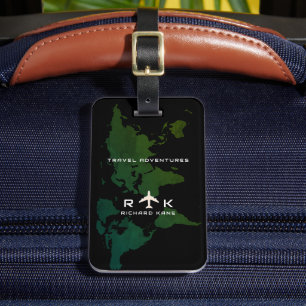 Étiquette À Bagage Carte du monde vert Voyage international personnal