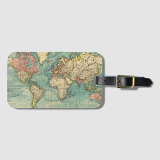 Étiquette À Bagage Carte du monde vintage