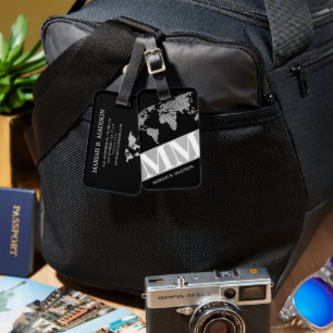 Étiquette À Bagage Carte du Voyageur du monde géométrique Monogramme 