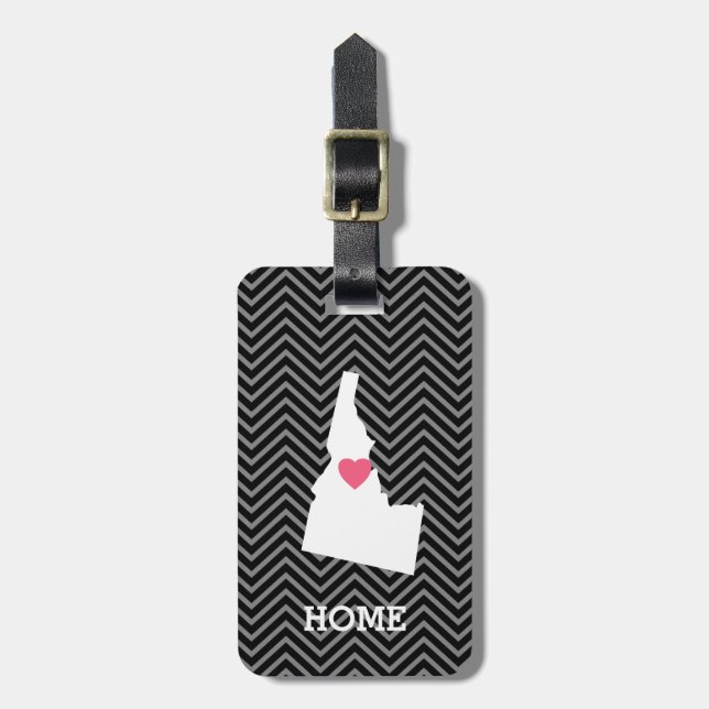 Étiquette À Bagage Carte Idaho Accueil Amour d'état avec coeur person (Devant Vertical)