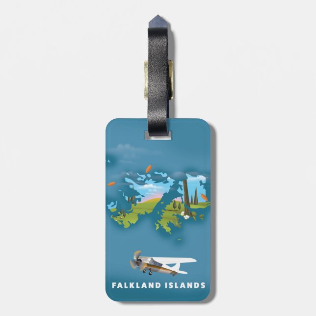 Étiquette À Bagage Carte illustrée des îles Falkland (Dos Vertical)
