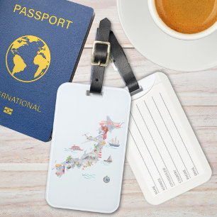 Étiquette À Bagage Carte illustrée du Japon