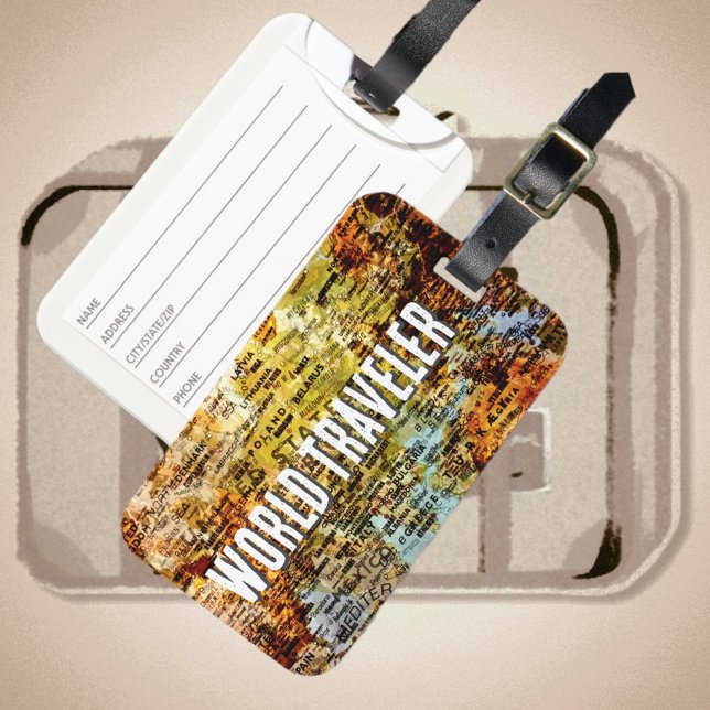 Étiquette À Bagage Carte internationale du voyageur Abstrait (Créateur téléchargé)