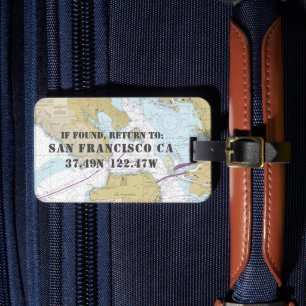 Étiquette À Bagage Carte marine vintage San Francisco CA