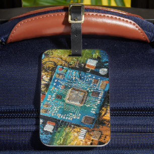 Étiquette À Bagage Carte mère - Art technologique informatique abstra