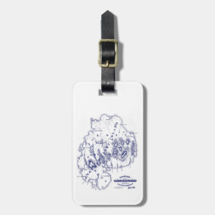 Étiquette À Bagage Carte MN de l'île du désert vintage Stylisé bleu