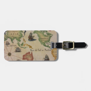 Étiquette À Bagage Carte mondiale Pacifique