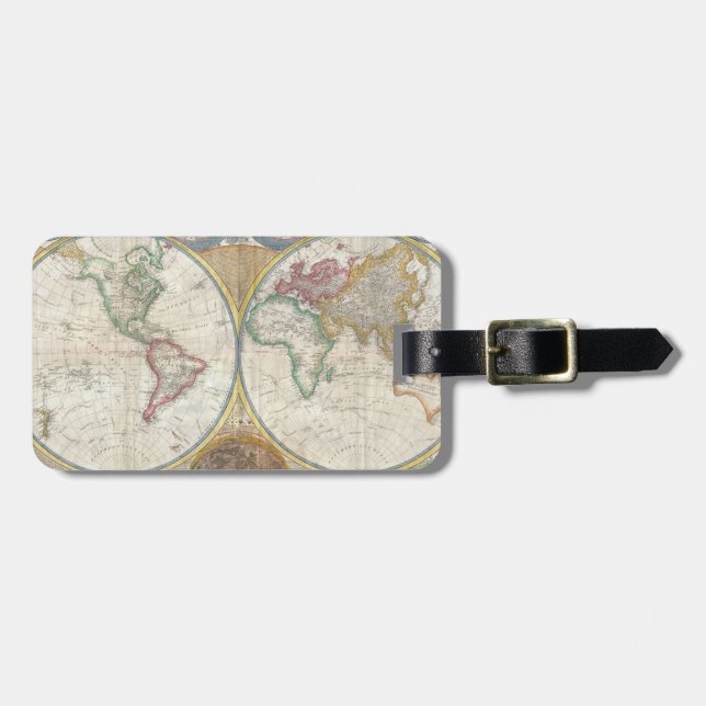 ÉTIQUETTE À BAGAGE CARTE MONDIALE VINTAGE (Devant horizontal)