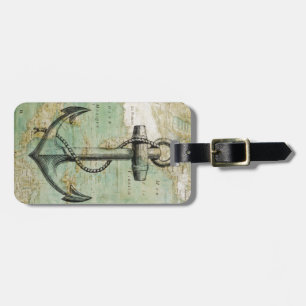 Étiquette À Bagage Carte nautique antique avec l'Ancre