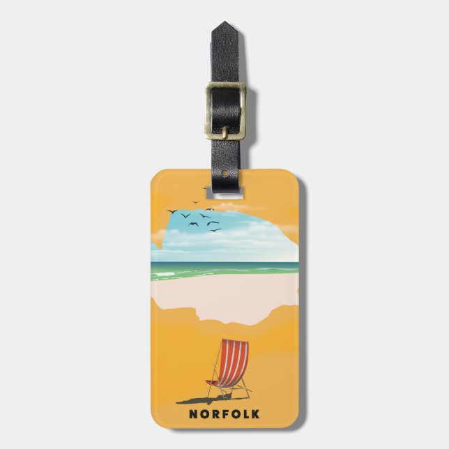 Étiquette À Bagage Carte Norfolk affiche illustrée (Devant Vertical)