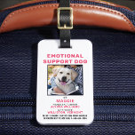 Étiquette À Bagage Carte photo personnalisée - Soutien émotionnel Bad<br><div class="desc">Chien de soutien émotionnel - Identifiez facilement votre chien en tant qu'ESA, tout en gardant votre chien concentré et en réduisant les distractions tout en travaillant avec l'un de ces badges d'identification de chien k9 ESA. Bien qu'il ne soit pas obligatoire, un badge Emotional Support Dog ID vous donne, ainsi...</div>
