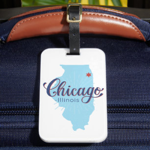 Étiquette À Bagage Carte Vintage de Chicago Illinois