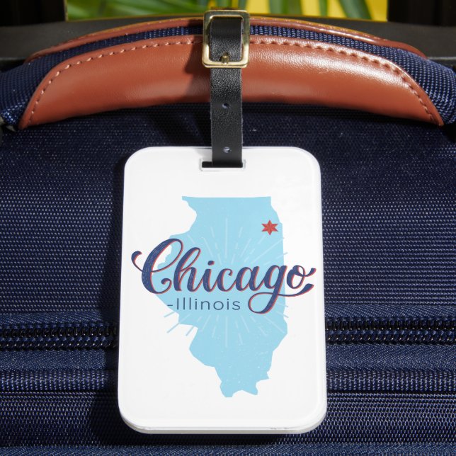 Étiquette À Bagage Carte Vintage de Chicago Illinois (Insitu Rectoal 2)