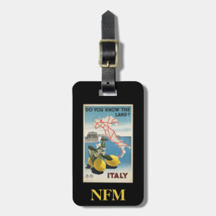 Étiquette À Bagage Carte vintage de l'Italie avec citrons Monogram Tr