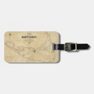 Étiquette À Bagage Carte vintage de Nantucket (1838)
