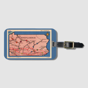 Étiquette À Bagage Carte vintage de Pennsylvanie