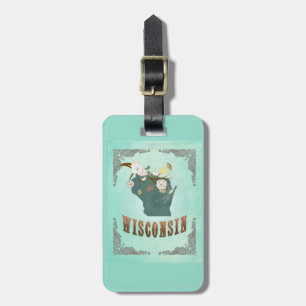 Étiquette À Bagage Carte vintage d'état du Wisconsin - bleu de
