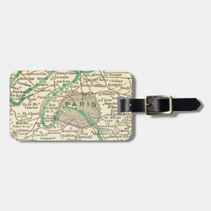 Étiquette À Bagage Carte vintage d'étiquette de bagage de PARIS