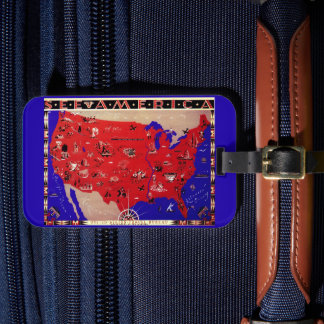 Étiquette À Bagage Carte vintage du Bureau de voyage des États-Unis d