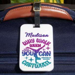 Étiquette À Bagage Cartwheel Personnalisée Magenta Purple Turquoise