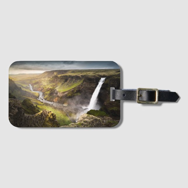 Étiquette À Bagage Cascade de Haifoss | Été en Islande (Devant Horizontal)