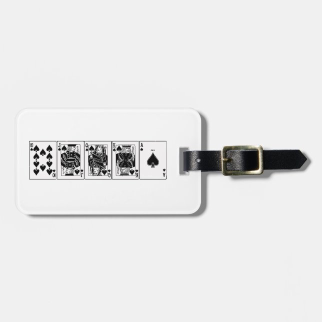Étiquette À Bagage Casino Night Poker Royal Straight Flush Spades (Devant horizontal)